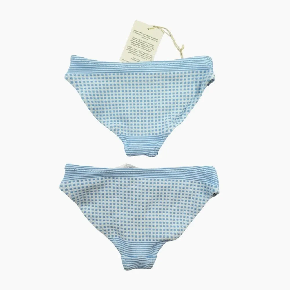 Lemlem Semira Sky Girls Bikini Bottoms XS S Light Sky Blue Jacquard Swim Lot 2pc